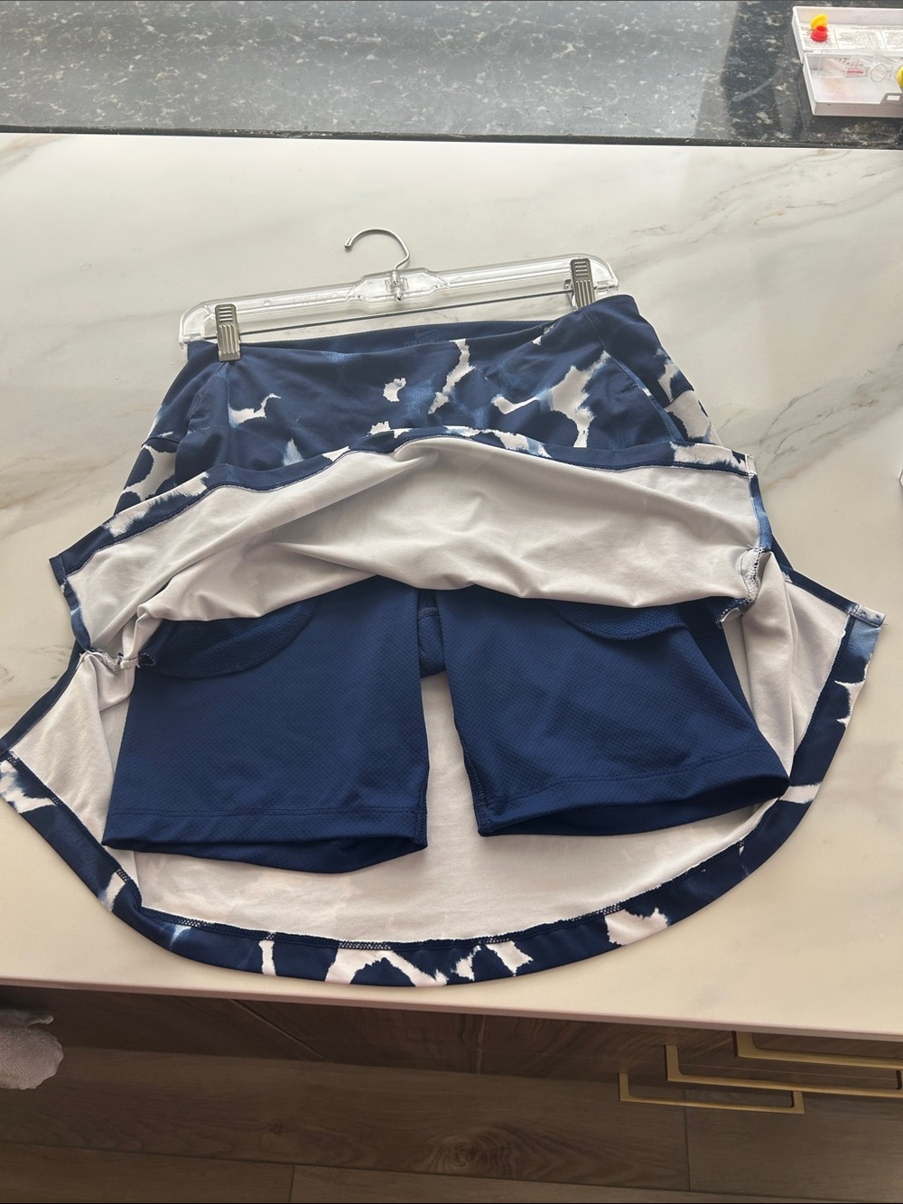 Nike Blue & White Abstract Print Mini Skirt